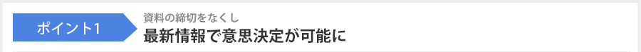 ポイント1 資料の締切をなくし最新情報で意思決定が可能に