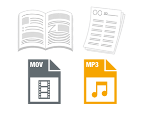 学習資料のワードやPDF、授業の動画、音声など、様々な形式のコンテンツを登録可能